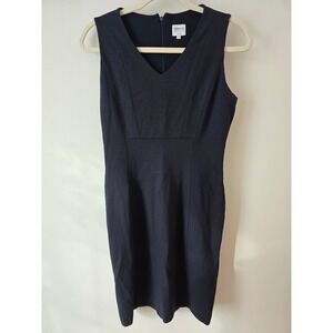 Armani Collezioni Sleeveless V Neck Sheath Dress Black Made in Italy Size 8